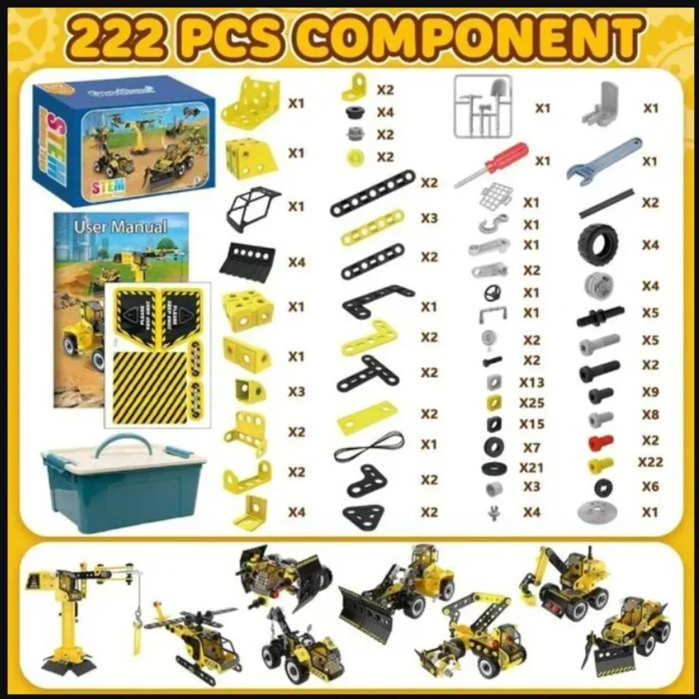 NEW STEM Building Set TOY CONSTRUCTION Trucks Educational Learning Excavator 8 i